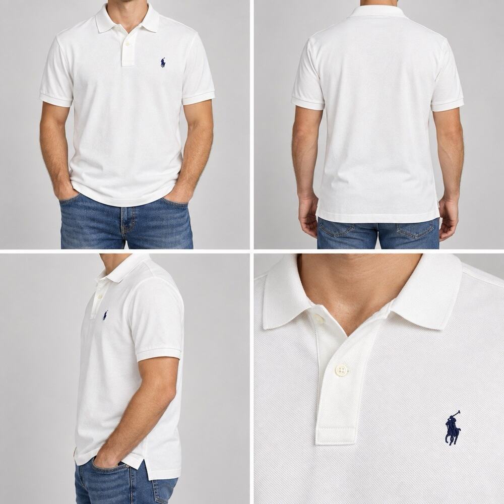 Polo Ralph Lauren Men’s XL White Polo Shirt Navy Pony 100% Cotton